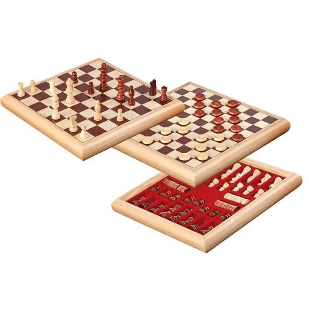 Philos Chess Checkers Box Set | Klassiska
