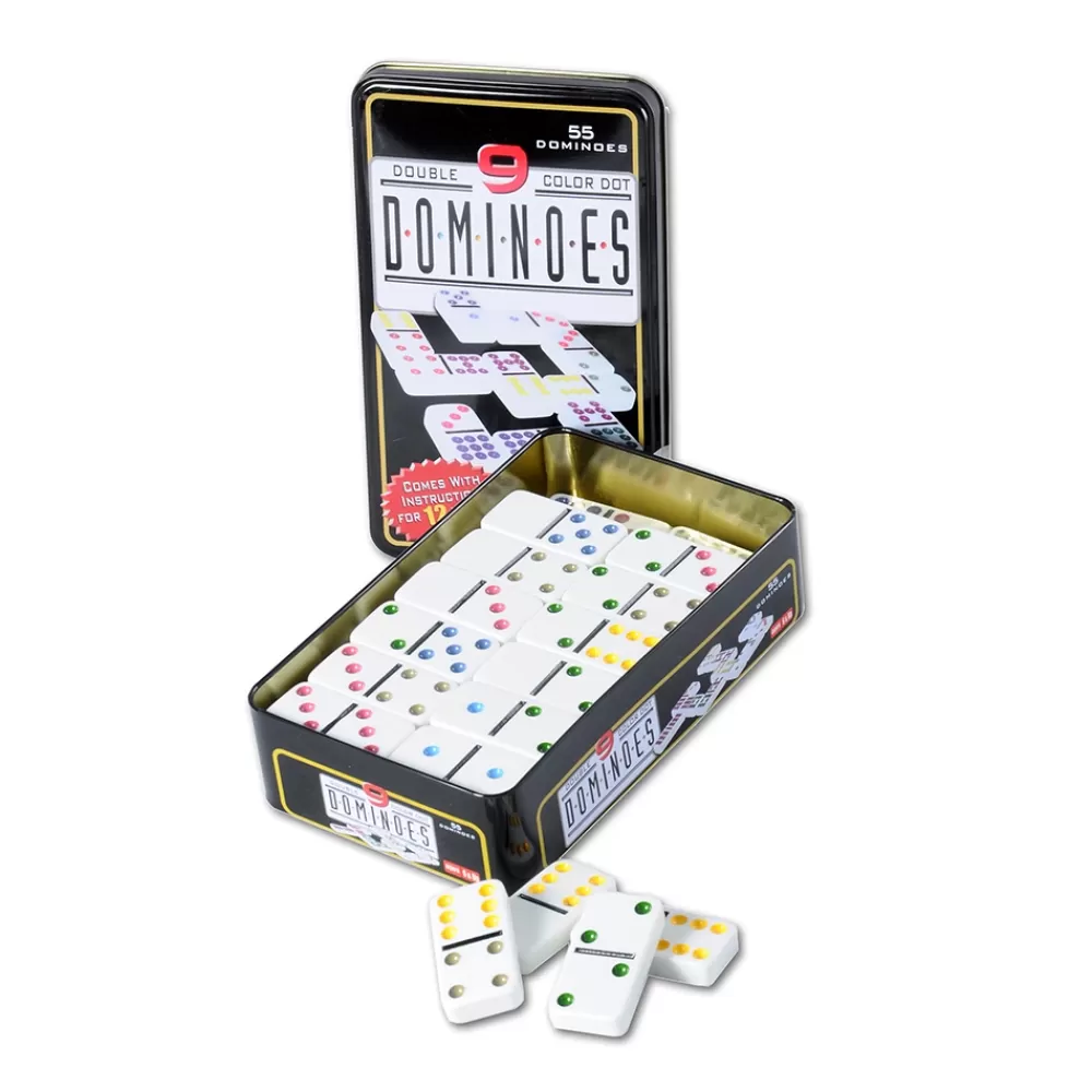Longfield Games Domino Double 9 Colour Tinbox | Klassiska